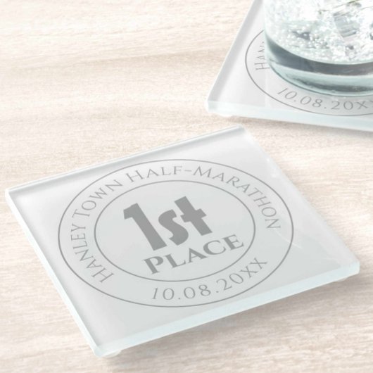 Marathon Runner eerste prijs Trophy Prijs Glazen Onderzetter