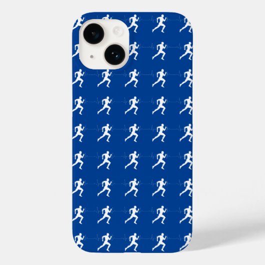 Marathon Runners & Hartslag Lijn op Blauw Case-Mate iPhone Case (Achterkant)