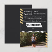 Marathon Running Party Invitation Runner Finisher  (Devant / Derrière)