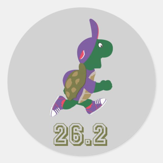Marathon Turtle Runner in Paars Ronde Sticker (Voorkant)