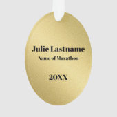 Marathonloper 26.2 Ovaal Keepsake Gold Ornament (achterkant)