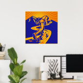 Marathonloper of jogger op bergweg poster (Thuiskantoor)