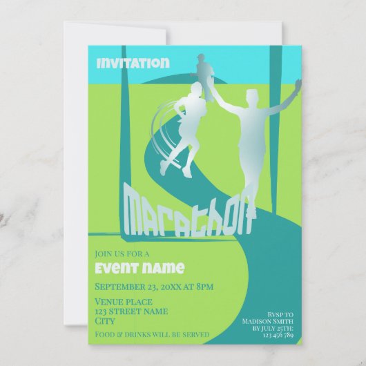 Marathonlopers evenement viering Uitnodiging (Voorkant)