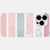 Marbal en Roze glitter iPhone 14 Pro Max hoesje (Achterkant (horizontaal))