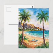 Marbella Beach Spanje Waterverf schilderij Briefkaart (Voorkant / Achterkant)