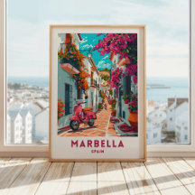 Marbella Espagne Travel Print Poster Wall Art
