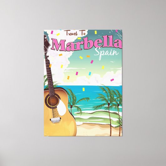 Marbella Spaanse vintage vakantieposter Canvas Afdruk (Voorkant)