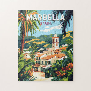 Marbella Spanje Illustratie Reizen Art Vintage Legpuzzel