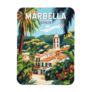 Marbella Spanje Illustratie Reizen Art Vintage Magneet