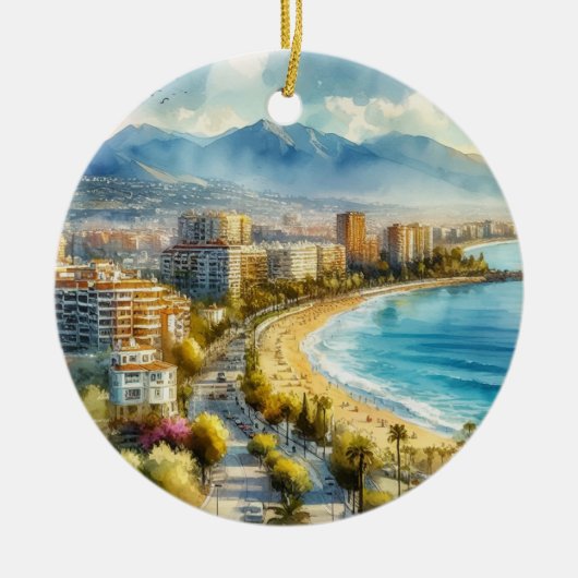 Marbella Spanje Waterverf Keramisch Ornament (Voorkant)
