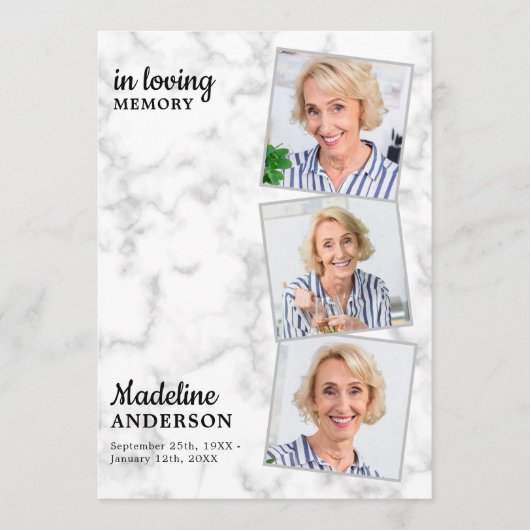 Marble 3 Foto Order of Service Memorial Funeral Programma (Voorkant)