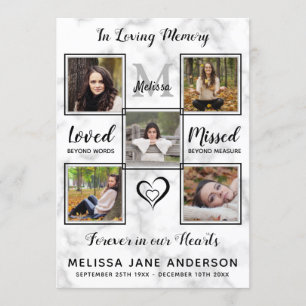 Marble 5 Photo Memorial Order of Service Funeral Programma