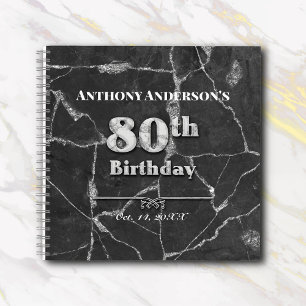 Marble 80th Birthday Party Guest Book Notitieboek