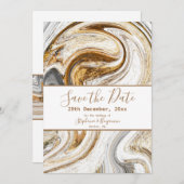 Marble Abstract Brown White Grey Modern Elegant Save The Date (Voorkant / Achterkant)
