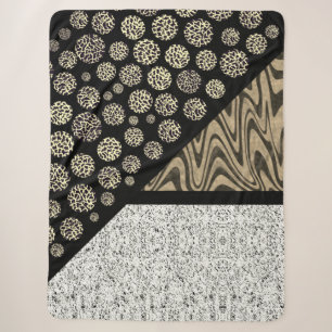 Marble Abstract Leopard Black Sherpa Deken