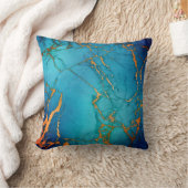 MARBLE ABSTRACT OCEAN BLUE GOLD PILLOW KUSSEN (Deken)