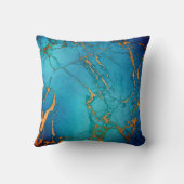 MARBLE ABSTRACT OCEAN BLUE GOLD PILLOW KUSSEN (Achterkant)
