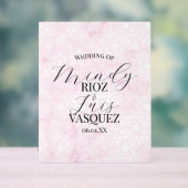 Marble Abstract Pink Wedding Script Black  (Neutre)