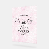 Marble Abstract Pink Wedding Script Black  (Angle)