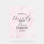 Marble Abstract Pink Wedding Script Black  Acryl Bord (Voorkant)