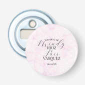 Marble Abstract Pink Wedding Script Black  Button Flesopener (Voorkant)