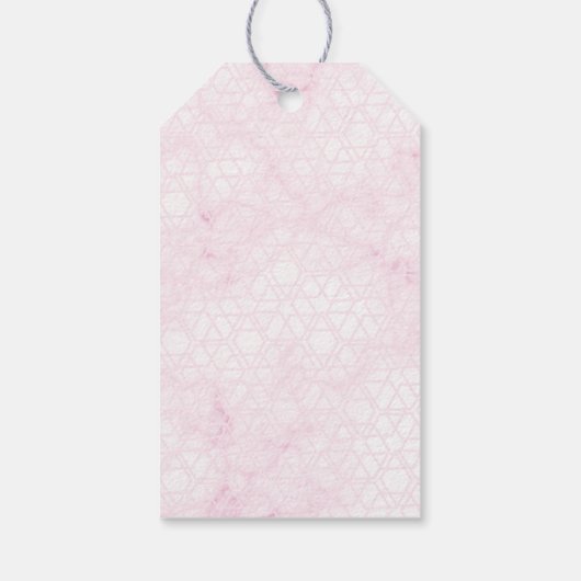 Marble Abstract Pink Wedding Script Black  Cadeaulabel (Achterkant)