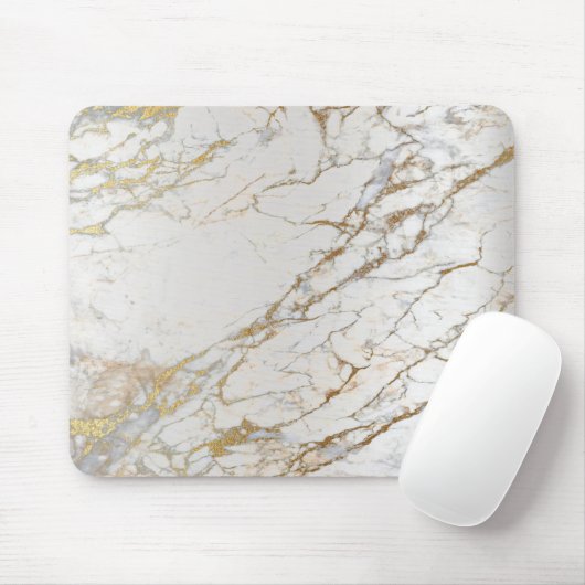 Marble Abstract Silver Gold Grey White Uniek Muismat (Met muis)