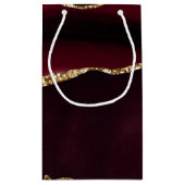 Marble Agate Chic Black Paars Gold Glitter Klein Cadeauzakje (Achterkant)