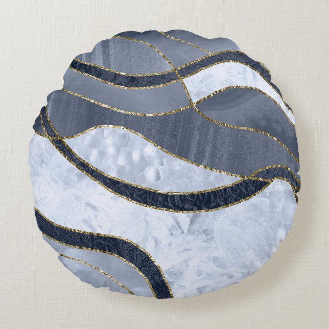 Marble Agate Gold Glam 8 - landscape Rond Kussen (Voorkant)