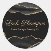 Marble Agate Lash Shampoo Black en Gold Ronde Sticker (Voorkant)