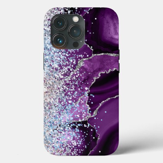 Marble Agate Liquid Ink Paars Glitter Case-Mate iPhone Case (Achterkant)