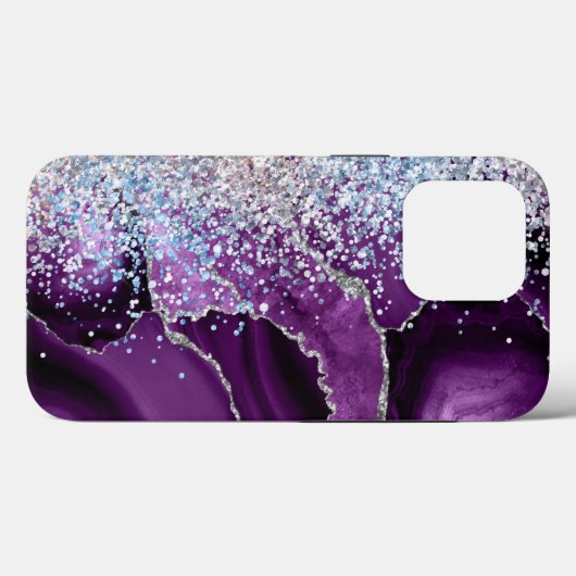 Marble Agate Liquid Ink Paars Glitter Case-Mate iPhone Case (Achterkant (horizontaal))