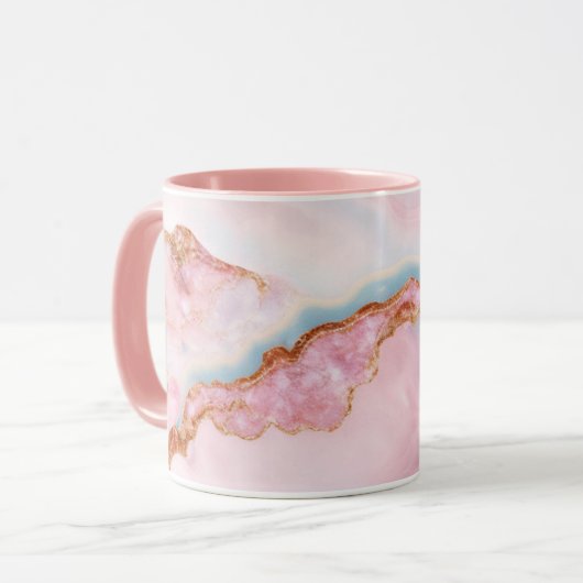 Marble Agate tendance Blue Rose Collection or Mug (Devant gauche)