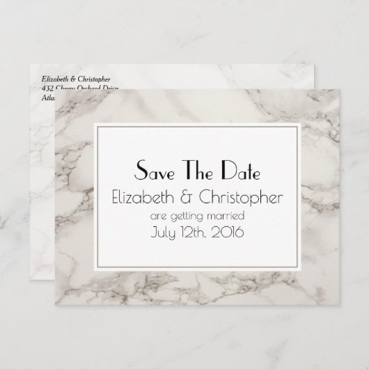 Marble Alabaster Taupe Tan Abstract Save the Date Aankondigingskaart (Voorkant / Achterkant)