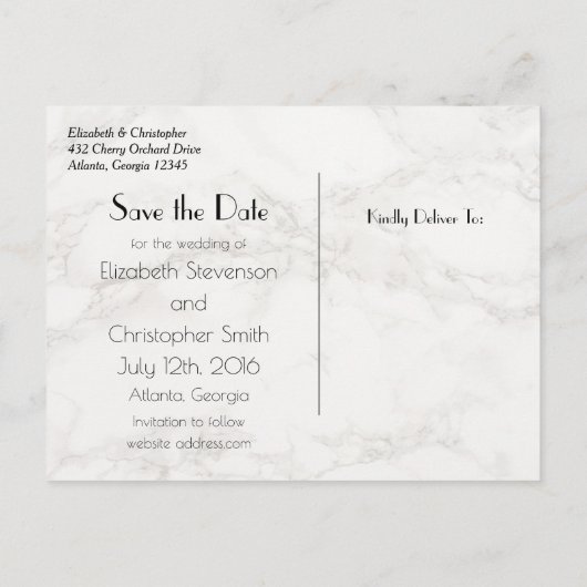 Marble Alabaster Taupe Tan Abstract Save the Date Aankondigingskaart (Achterkant)
