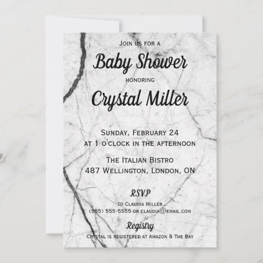 Marble Baby shower Invitation Kaart (Voorkant)