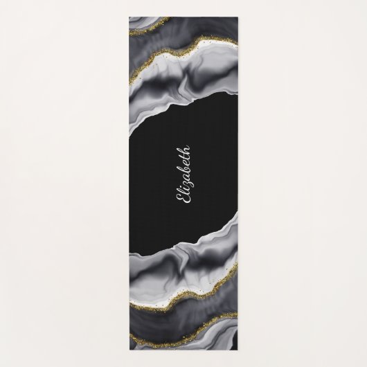 Marble Black Gold Personalize Yogamat (Voorkant)