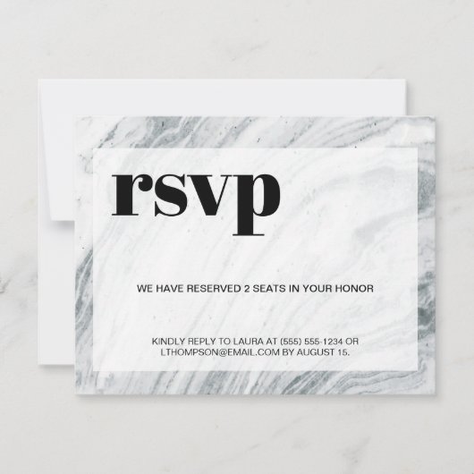 Marble Black White Digital Message RSVP Aankondiging (Voorkant)