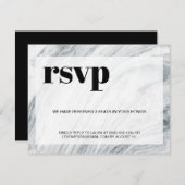 Marble Black White Digital Message RSVP Aankondiging (Voorkant / Achterkant)