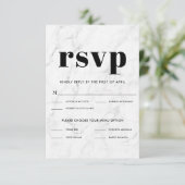 Marble Black & White Elegant Wedding RSVP Response (Staand voorkant)