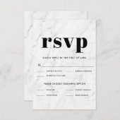 Marble Black & White Elegant Wedding RSVP Response (Voorkant / Achterkant)