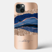 Marble Blue Geode Gold Glitter Case-Mate iPhone Case (Achterkant)