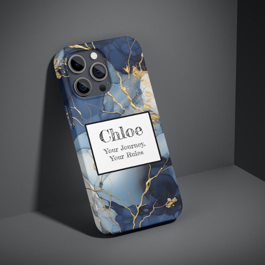 Marble Blue&Gold uw reis, uw regels Case-Mate iPhone Case