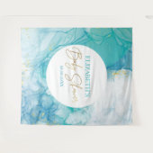 Marble blue mint baby shower modern backdrop wandkleed (Voorkant (horizontaal))