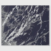Marble Blue Navy Silver Gray Strokes Stone VIP Cadeaupapier (Vlak)