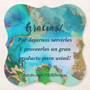 Marble Blue Paarse Bewerk je eigen bedankje Kartonnen Onderzetters