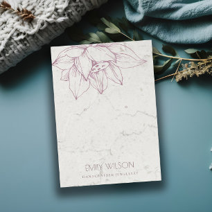 MARBLE BLUSH PINK LOTUS SIMPLE EARRING DISPLAY VISITEKAARTJE