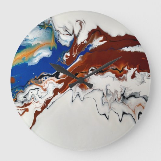 Marble Brown Blue Fluid Abstracte Art Wall klok (Voorkant)
