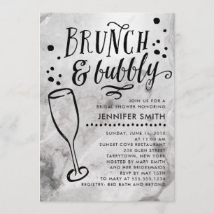 Marble Brunch en Bubble Bridal Shower Invitation Kaart