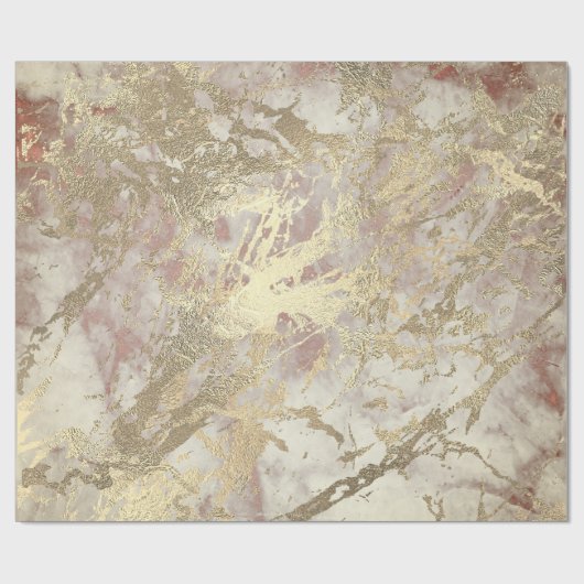 Marble Champaigne Gold Grey Roos Metal Stroke Cadeaupapier (Vlak)